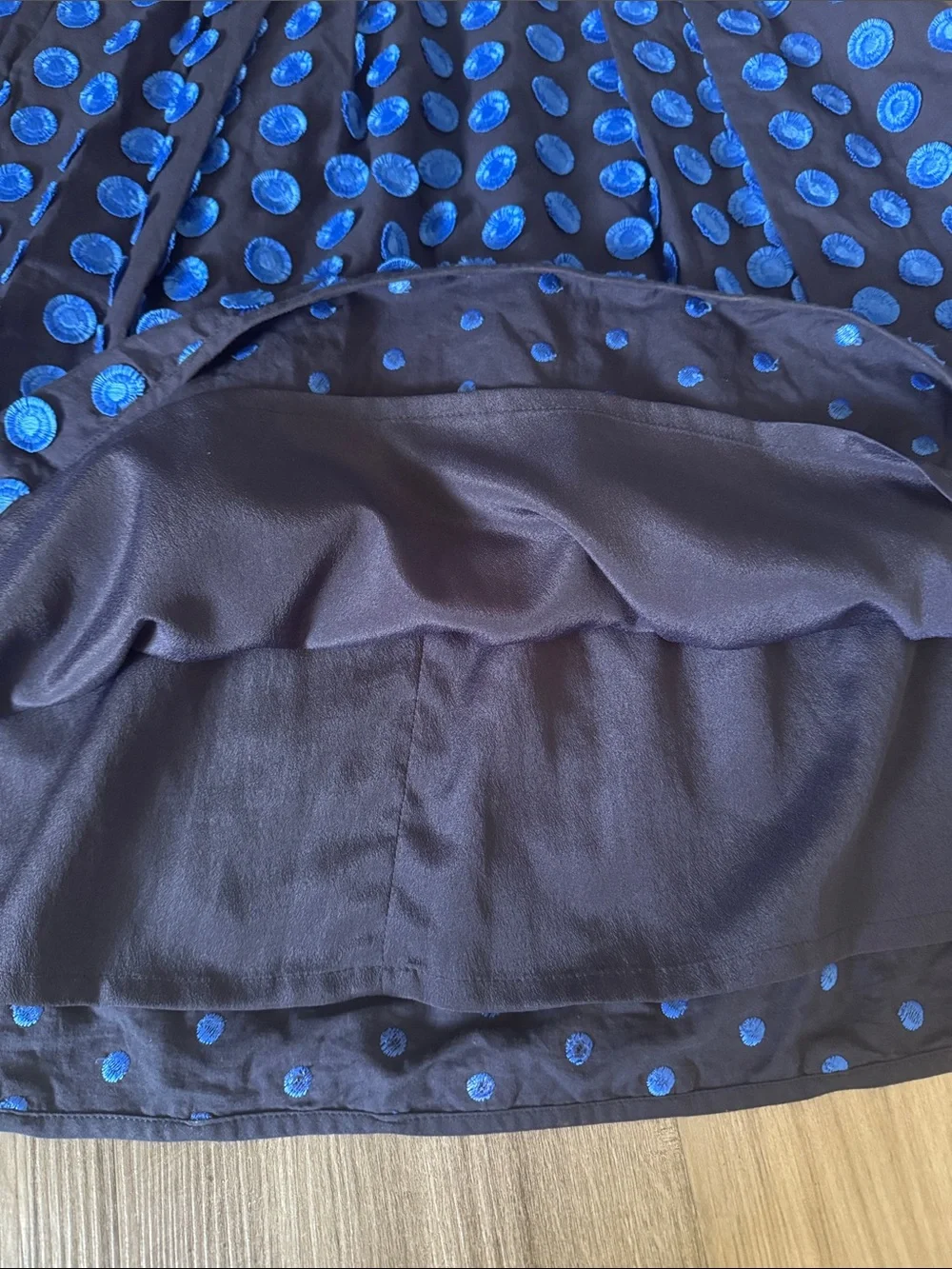 J.Crew Embroidered Polka Dot Midi Skirt Navy Blue Royal Blue Dots 0 petite